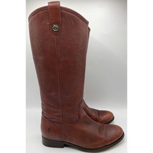 COPY - Frye Melissa Button Leather Pull On Riding Boots 77165 Wine Red Maroon S…